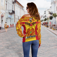 Papua New Guinea Rugby Off Shoulder Sweater PNG Kumuls Bird Of Paradise Yellow LT14 - Polynesian Pride