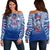 Samoa Rugby Off Shoulder Sweater Toa Samoa Polynesian Pacific Navy Version LT14 Women Blue - Polynesian Pride