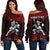 (Custom Personalised) Hawaii Off Shoulder Sweater Hawaiian Warrior With Weapon Polynesian Ver.05 LT14 Women Red - Polynesian Pride