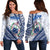 HRPP Samoa Off Shoulder Sweater Samoan Coat Of Arms Polynesian Pattern LT14 Women White - Polynesian Pride