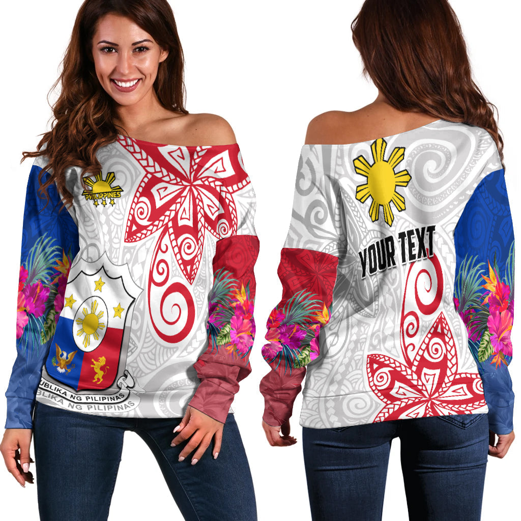 (Custom Personalised) Philippines Off Shoulder Sweater Sun Filipino Polynesian mix Flowers Special Vibe LT13 Women Art - Polynesian Pride