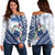 (Custom Personalised) HRPP Samoa Off Shoulder Sweater Samoan Coat Of Arms Polynesian Pattern LT14 Women White - Polynesian Pride