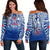 (Custom Text And Number) Samoa Rugby Off Shoulder Sweater Personalise Toa Samoa Polynesian Pacific Navy Version LT14 Women Blue - Polynesian Pride