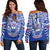 (Custom Text And Number) Samoa Rugby Off Shoulder Sweater Manu Samoa 7s Ginger Blue Polynesian LT14 Women Blue - Polynesian Pride