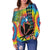 (Custom Personalised) Hawaii Rainbow Tie Dye Off Shoulder Sweater Flowers Polynesian Hawaiian Tribal LT13 - Polynesian Pride