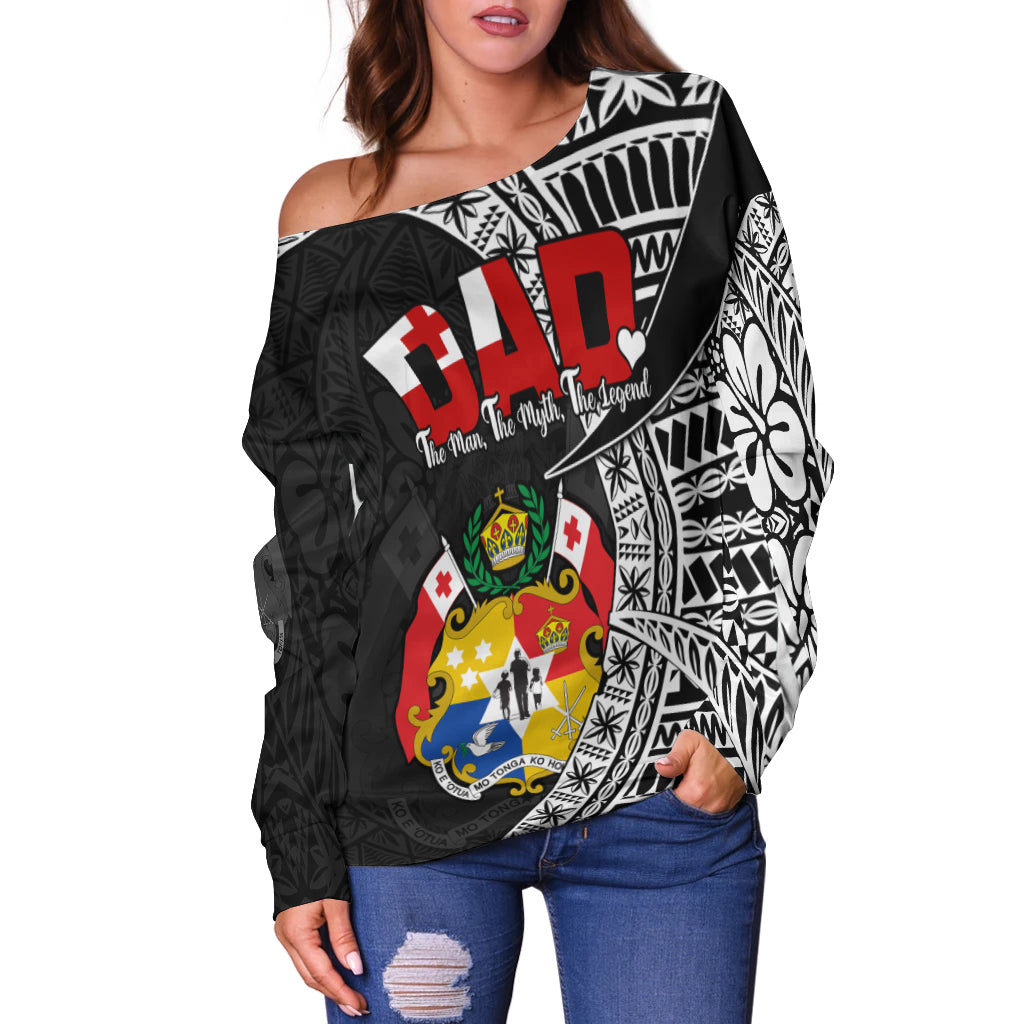 Tonga Off Shoulder Sweater Happy Tongan Fathers Day LT13 - Polynesian Pride
