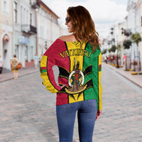 Vanuatu Off Shoulder Sweater Pig Tusk Polynesian LT13 - Polynesian Pride