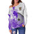 (Custom Personalised) Fiji Tapa Off Shoulder Sweater Purple Fijian Masi Be Loved Hibiscus LT13 - Polynesian Pride