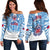 Samoa Rugby Off Shoulder Sweater Toa Samoa Polynesian Pacific White Version LT14 Women White - Polynesian Pride