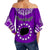 Rarotonga Cook Islands Off Shoulder Waist Wrap Top Turtle and Map Style Purple LT13 - Polynesian Pride