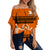 Tailulu College Off Shoulder Waist Wrap Top Tonga Pattern LT13 Women Orange - Polynesian Pride