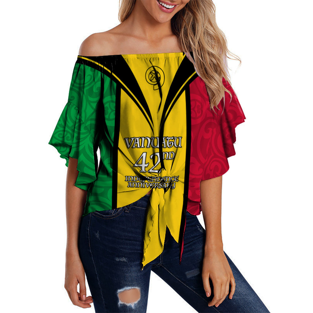 Vanuatu 1980 Off Shoulder Waist Wrap Top Vanuatuan Independence Day LT13 Women Yellow - Polynesian Pride