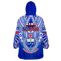 Samoa Rugby Wearable Blanket Hoodie Manu Samoa 7s Ginger Blue Polynesian LT14 - Polynesian Pride