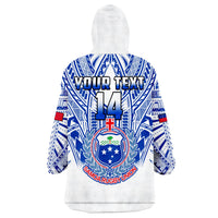 (Custom Text And Number) Samoa Rugby Wearable Blanket Hoodie Manu Samoa 7s Ginger White Polynesian LT14 - Polynesian Pride