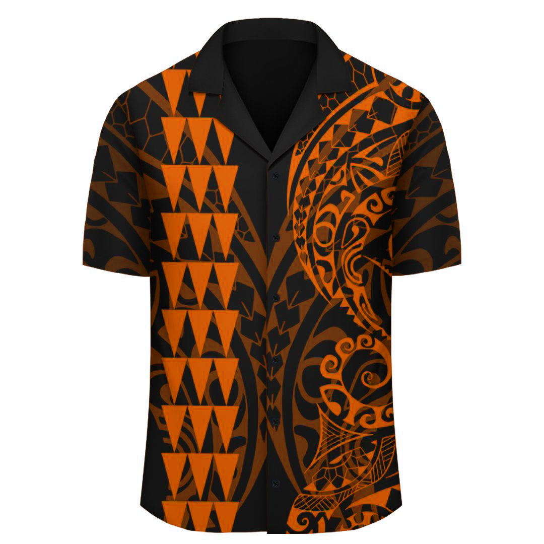 Kakau Polynesian Tribal Hawaiian Shirt Orange LT13 - Polynesian Pride