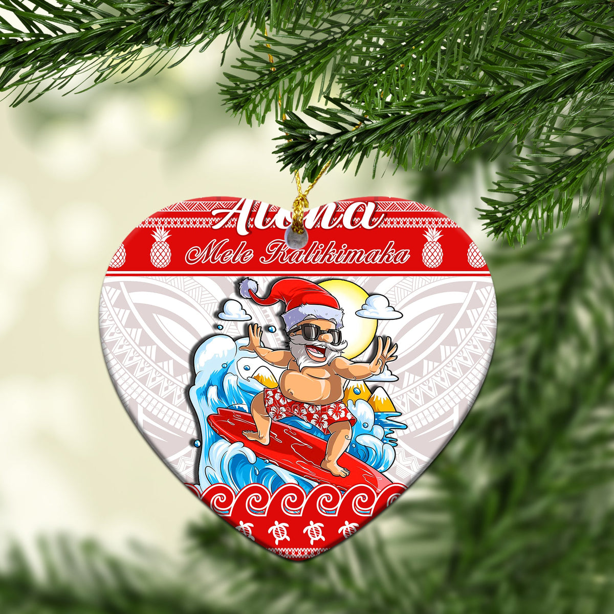 Hawaii Christmas Ornaments Surfing Santa Mele Kalikimaka Polynesian LT14 - Polynesian Pride