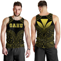 Hawaiian Kanaka Map Polynesian Oahu Men's Tank Top - Yellow - Brad Style - AH Yellow - Polynesian Pride