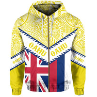 Hawaii Flag Oahu Hoodie Zip Mit Style - Polynesian Pride