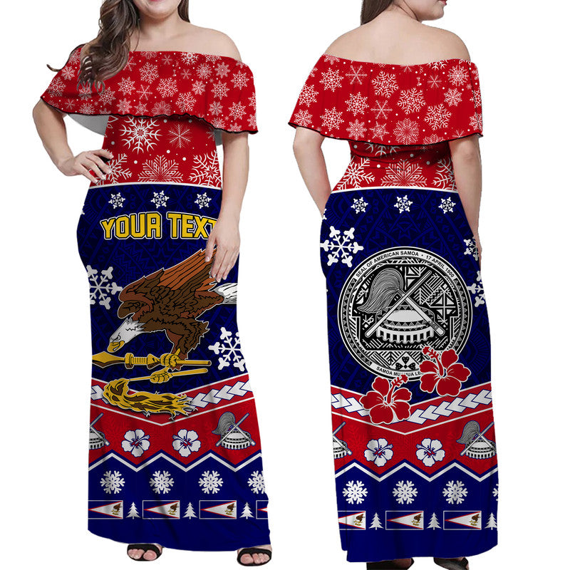 (Custom Personalised) American Samoa Tribal Polynesian Christmas Vibe Women Off Shoulder Long Dress LT9 Women Red - Polynesian Pride