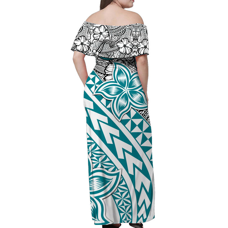 Traditional Polynesian Tribal Tattoo Retro Matching Dress and Hawaiian Shirt Turquoise LT9 - Polynesian Pride