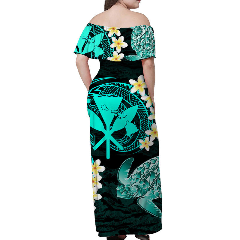 Hawaii Kanaka Turtle Off Shoulder Long Dress Style No.4 LT6 - Polynesian Pride