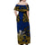 Niue Uga Off Shoulder Long Dress Tribal Patterns Blue Style LT6 - Polynesian Pride