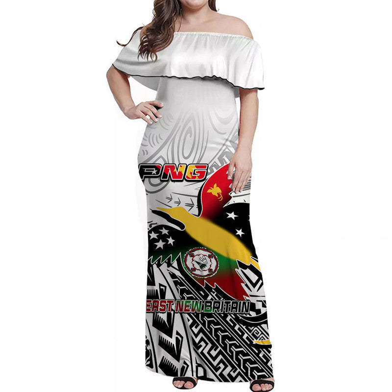 Papua New Guinea And East New Britain Province Off Shoulder Long Dress LT6 Women white - Polynesian Pride