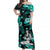 Hawaii Summer Colorful Off Shoulder Long Dress Hula Girl Turquesa LT6 Women Green - Polynesian Pride