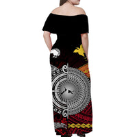 New Zealand And Papua New Guinea Off Shoulder Long Dress Together - Red LT8 - Polynesian Pride