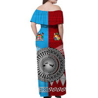 Tonga Ngatu And Fiji Tapa Off Shoulder Long Dress Together LT8 - Polynesian Pride