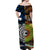 New Zealand Maori Aotearoa And Australia Aboriginal Off Shoulder Long Dress Together - Blue LT8 - Polynesian Pride