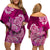 Polynesian Floral Tribal Off Shoulder Short Dress - Pink LT9 - Polynesian Pride