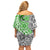 Traditional Polynesian Tribal Tattoo Retro Women Off shoulder Short Dress Green LT9 - Polynesian Pride