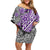 Traditional Polynesian Tribal Tattoo Retro Women Off shoulder Short Dress Purple LT9 Women Purple - Polynesian Pride