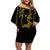 Philippines Women Off Shoulder Short Dress Pechera With Side Barong Patterns LT9 Women Black - Polynesian Pride