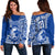 (Custom Personalised) Hawaii Kailua High School Women Off Shoulder Sweater Tribal Kakau LT9 Women Blue - Polynesian Pride