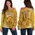 (Custom Personalised) Hawaii Mililani High School Off Shoulder Sweater Tribal Kakau LT9 Women Yellow - Polynesian Pride