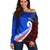 (Custom Personalised) Waitangi Day Women Off Shoulder Sweater Aotearoa Hei Tiki Silver Fern LT9 Women Blue - Polynesian Pride