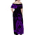 Maori Floral Pattern Off Shoulder Long Dress Hummingbird - Purple LT7 - Polynesian Pride