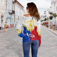 Personalised Philippines Off Shoulder Sweater Tribal Mix Style LT7 - Polynesian Pride
