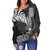 (Custom Personalized) Aotearoa Silver Fern Off Shoulder Sweater Flying Krearea LT7 Black - Polynesian Pride