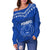 (Custom Personalised) FSM Pohnpei Heart Shape Off Shoulder Sweater Micronesia Pattern LT7 Blue - Polynesian Pride