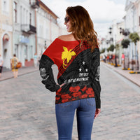 Papua New Guinea Off Shoulder Sweater PNG Remembrance Day LT7 - Polynesian Pride