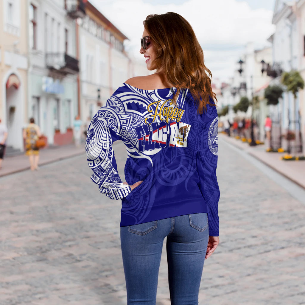 American Samoa Flag Day Off Shoulder Sweater Mix Style LT7 - Polynesian Pride