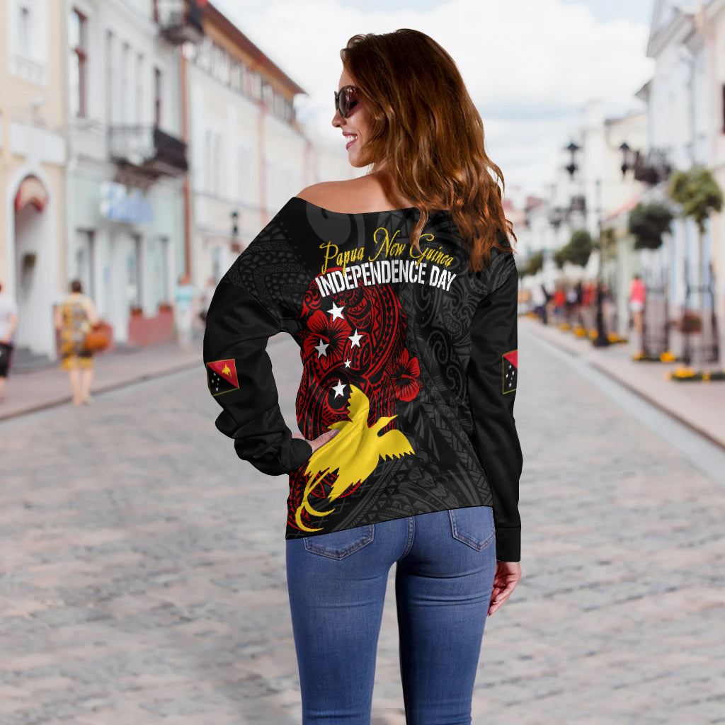 Personalised Papua New Guinea 49th Independence Off Shoulder Sweater Tribal Turtle LT7 - Polynesian Pride