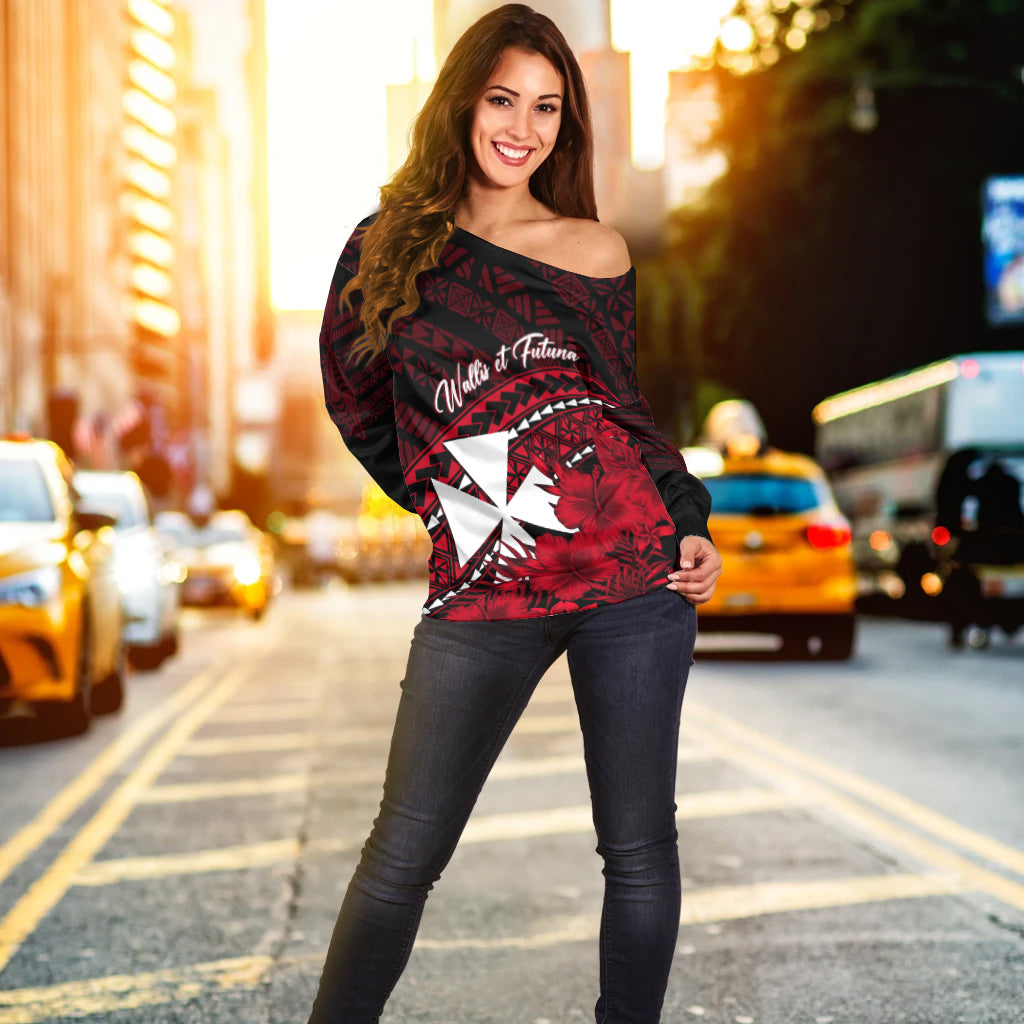 Wallis et Futuna Personalised Off Shoulder Sweater Tapa Hibiscus Vibes LT7 - Polynesian Pride