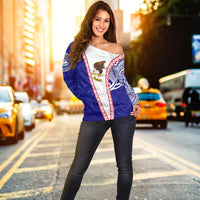 American Samoa Flag Day Off Shoulder Sweater Mix Style LT7 - Polynesian Pride