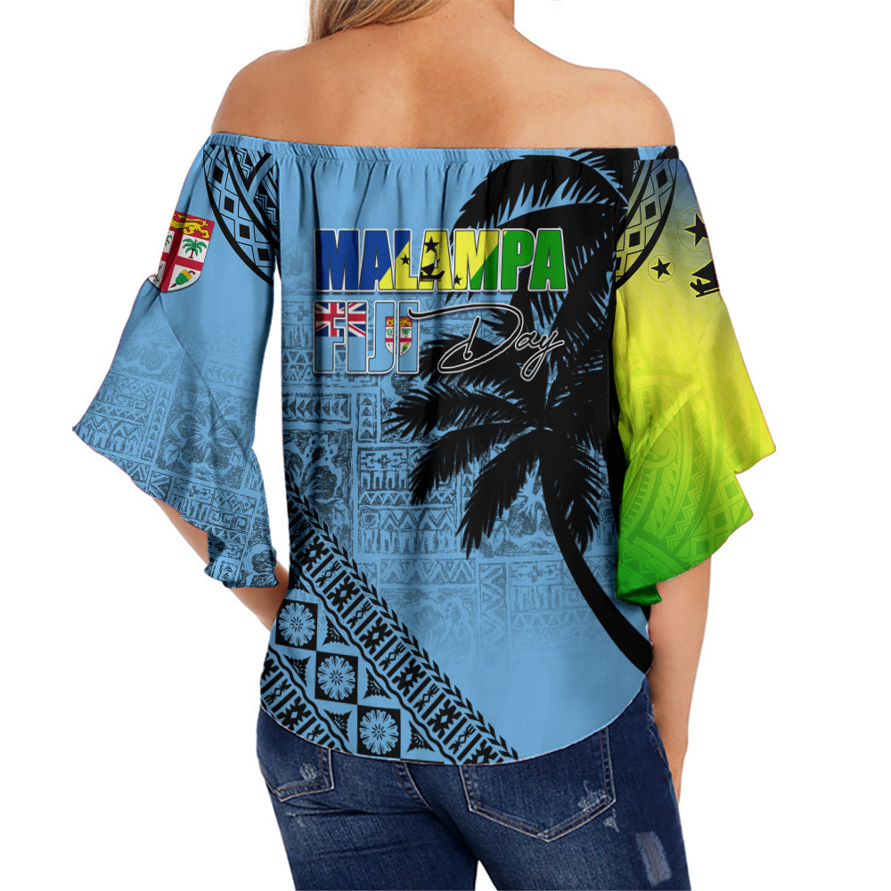 Malampa Fiji Day Off Shoulder Waist Wrap Top Flags Mix Style LT7 - Polynesian Pride