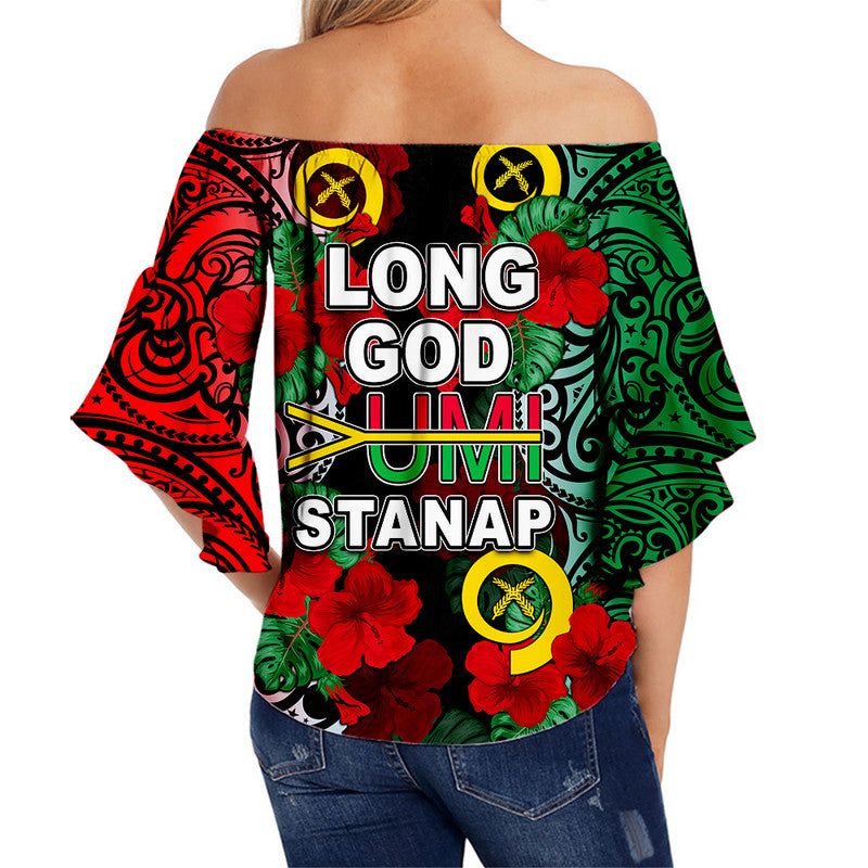 Vanuatu Penama And Hibiscus Off Shoulder Waist Wrap Top LT6 - Polynesian Pride