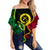 Vanuatu Off Shoulder Waist Wrap Top Flag Special Style LT6 Women Black - Polynesian Pride